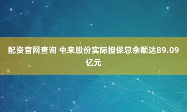 配资官网查询 中来股份实际担保总余额达89.09亿元